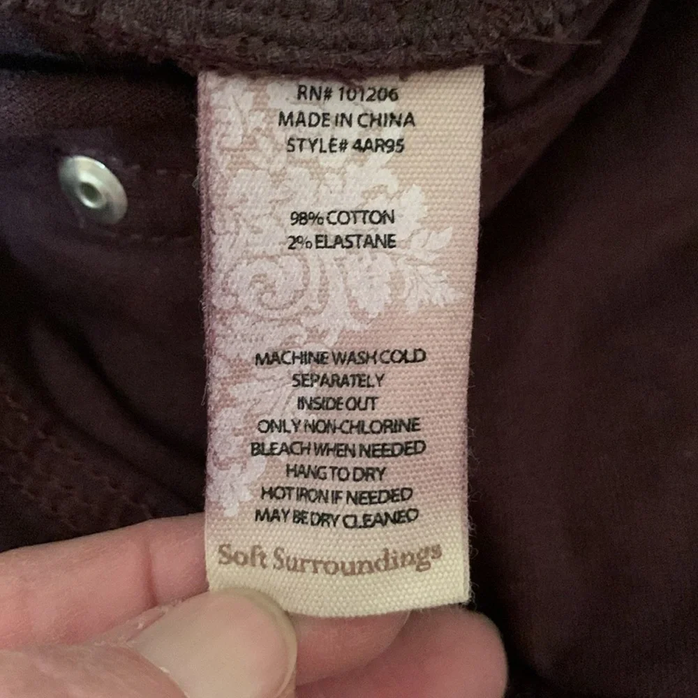 Soft Surroundings Velvet Straight Leg Pants Size 18T